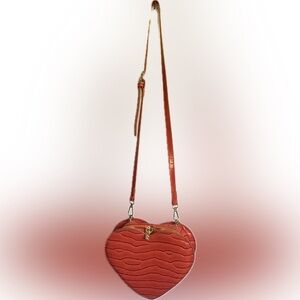 Heart Shaped Purse Coral Orange Detachable Strap